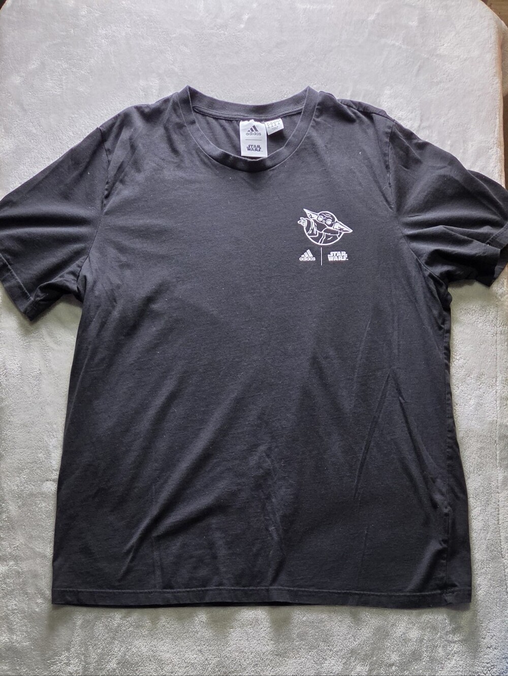 Adidas Star Wars Grogu Baby Yoda Graphic T-Shirt Men's XL Black Cotton Tee